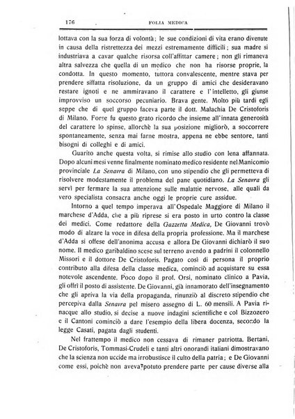 Folia medica periodico trimensile di patologia e clinica medica