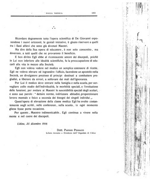 Folia medica periodico trimensile di patologia e clinica medica