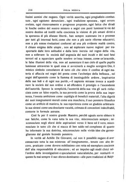 Folia medica periodico trimensile di patologia e clinica medica