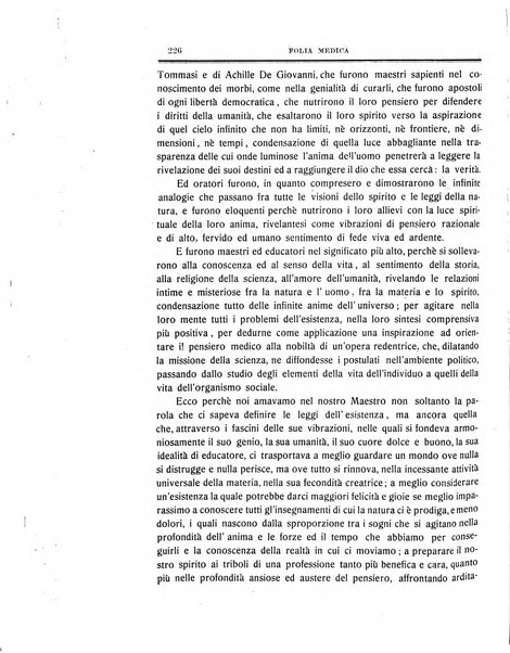 Folia medica periodico trimensile di patologia e clinica medica