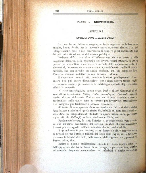 Folia medica periodico trimensile di patologia e clinica medica