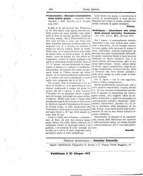 Folia medica periodico trimensile di patologia e clinica medica