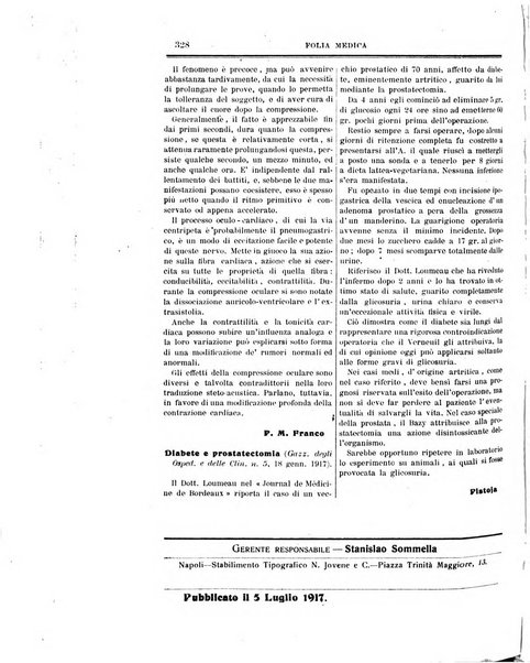 Folia medica periodico trimensile di patologia e clinica medica