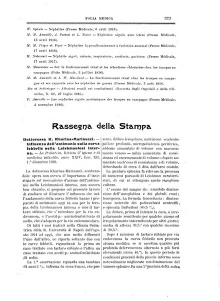 Folia medica periodico trimensile di patologia e clinica medica