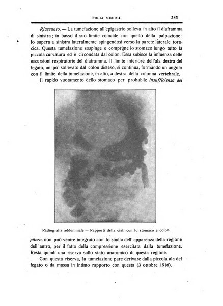 Folia medica periodico trimensile di patologia e clinica medica