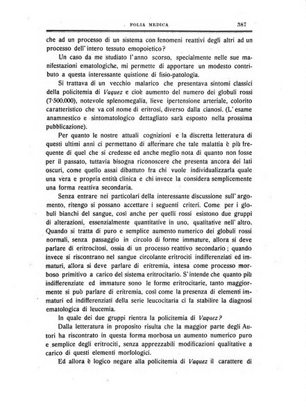 Folia medica periodico trimensile di patologia e clinica medica