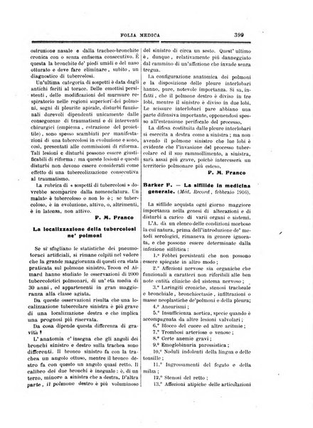 Folia medica periodico trimensile di patologia e clinica medica