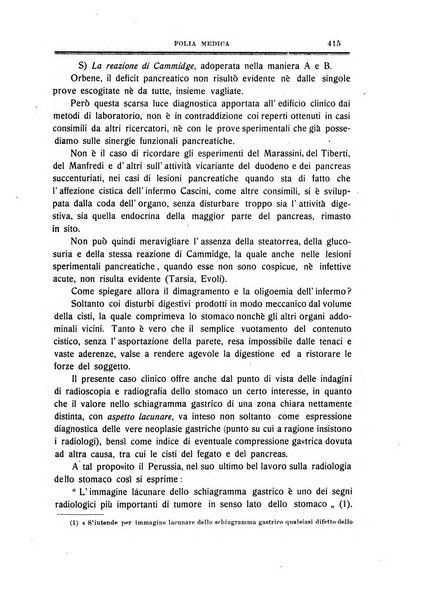 Folia medica periodico trimensile di patologia e clinica medica