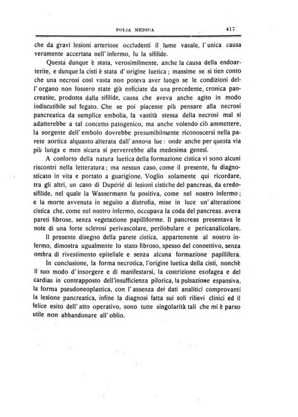 Folia medica periodico trimensile di patologia e clinica medica