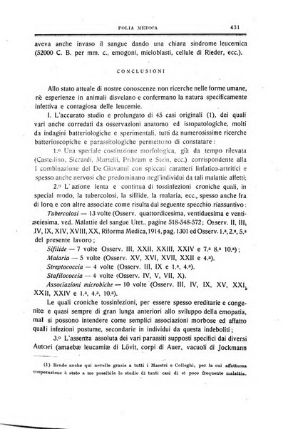 Folia medica periodico trimensile di patologia e clinica medica