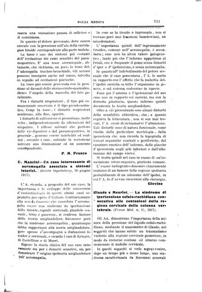 Folia medica periodico trimensile di patologia e clinica medica