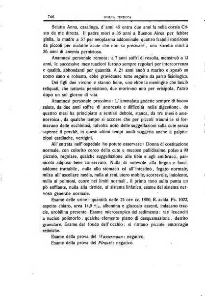 Folia medica periodico trimensile di patologia e clinica medica