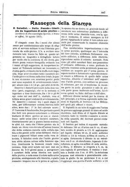 Folia medica periodico trimensile di patologia e clinica medica