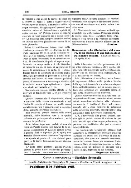 Folia medica periodico trimensile di patologia e clinica medica