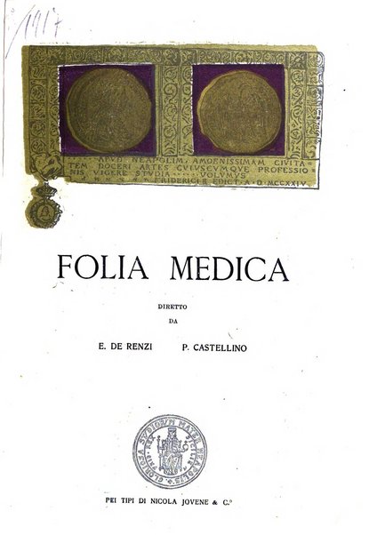 Folia medica periodico trimensile di patologia e clinica medica