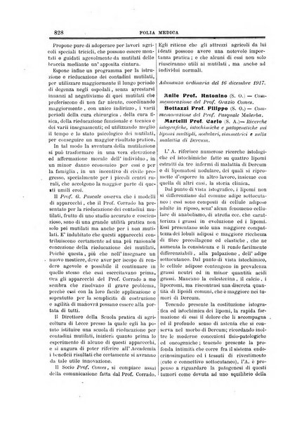 Folia medica periodico trimensile di patologia e clinica medica