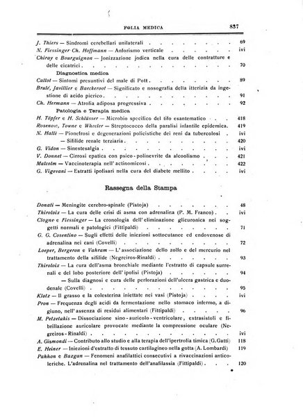 Folia medica periodico trimensile di patologia e clinica medica