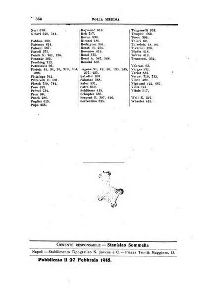 Folia medica periodico trimensile di patologia e clinica medica