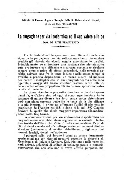 Folia medica periodico trimensile di patologia e clinica medica