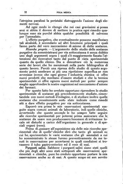 Folia medica periodico trimensile di patologia e clinica medica