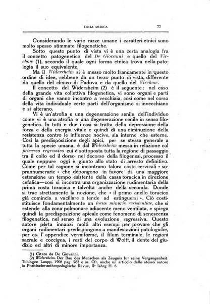 Folia medica periodico trimensile di patologia e clinica medica