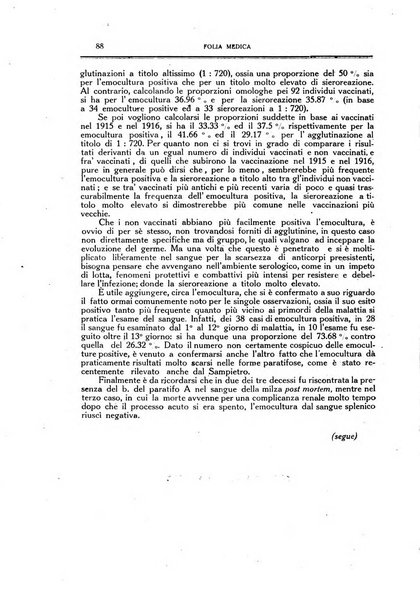 Folia medica periodico trimensile di patologia e clinica medica