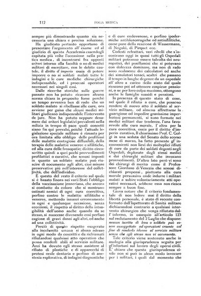 Folia medica periodico trimensile di patologia e clinica medica