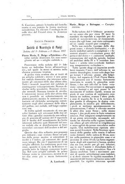 Folia medica periodico trimensile di patologia e clinica medica