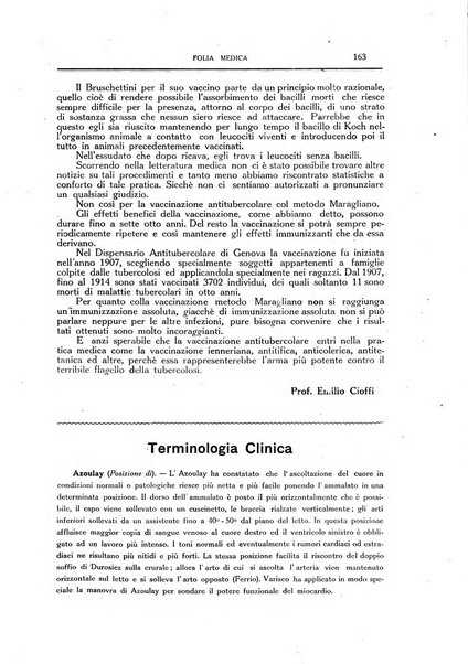 Folia medica periodico trimensile di patologia e clinica medica