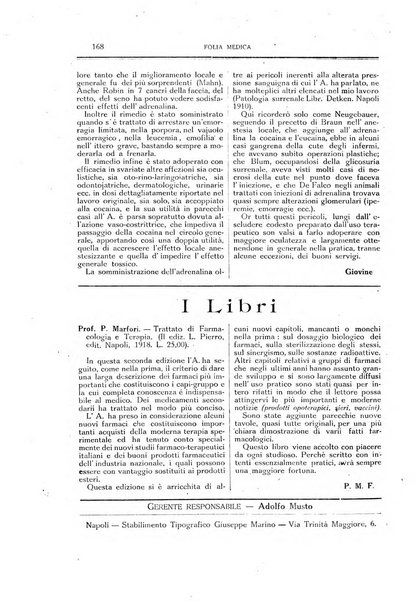 Folia medica periodico trimensile di patologia e clinica medica