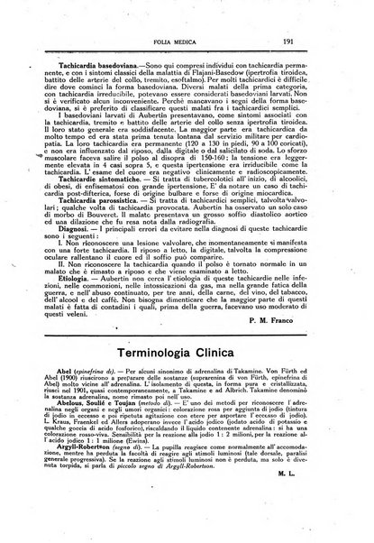 Folia medica periodico trimensile di patologia e clinica medica