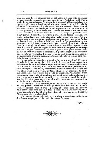 Folia medica periodico trimensile di patologia e clinica medica