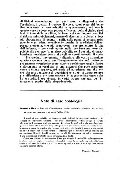 Folia medica periodico trimensile di patologia e clinica medica