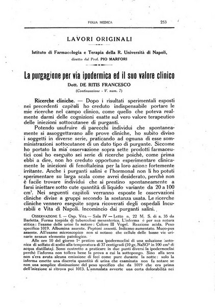 Folia medica periodico trimensile di patologia e clinica medica