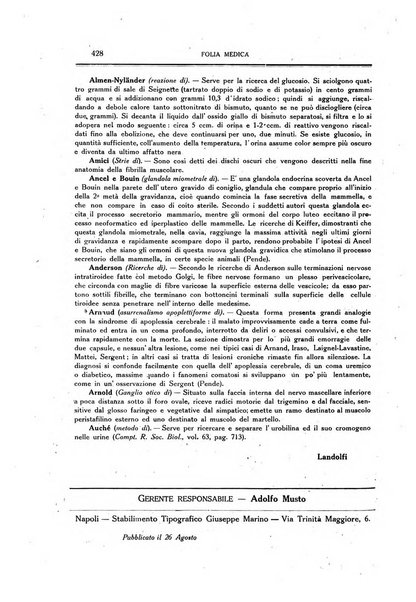 Folia medica periodico trimensile di patologia e clinica medica