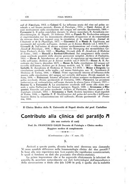 Folia medica periodico trimensile di patologia e clinica medica