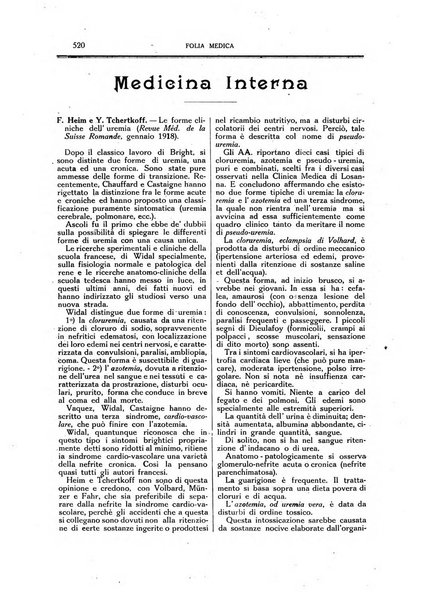 Folia medica periodico trimensile di patologia e clinica medica