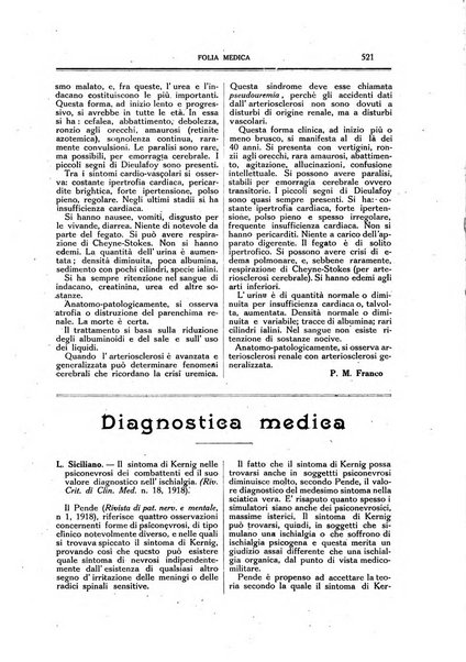 Folia medica periodico trimensile di patologia e clinica medica