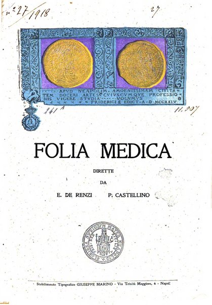 Folia medica periodico trimensile di patologia e clinica medica