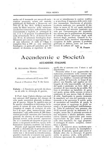 Folia medica periodico trimensile di patologia e clinica medica