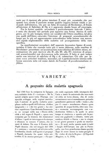 Folia medica periodico trimensile di patologia e clinica medica