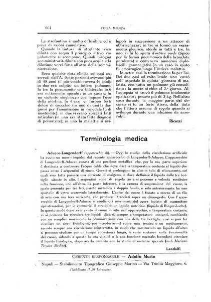 Folia medica periodico trimensile di patologia e clinica medica