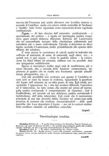 Folia medica periodico trimensile di patologia e clinica medica