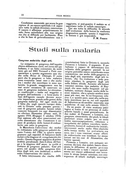 Folia medica periodico trimensile di patologia e clinica medica