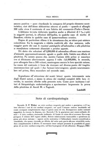 Folia medica periodico trimensile di patologia e clinica medica