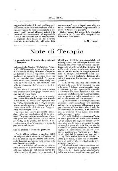 Folia medica periodico trimensile di patologia e clinica medica