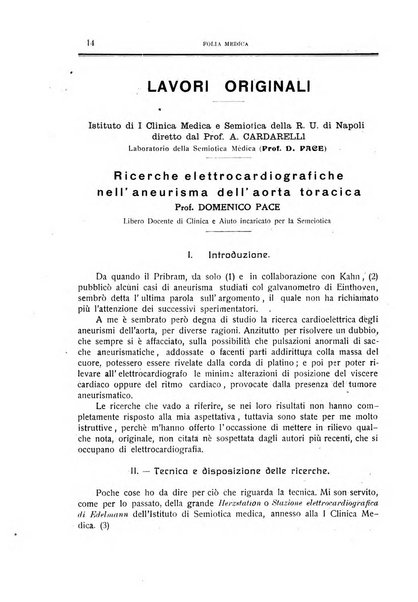 Folia medica periodico trimensile di patologia e clinica medica