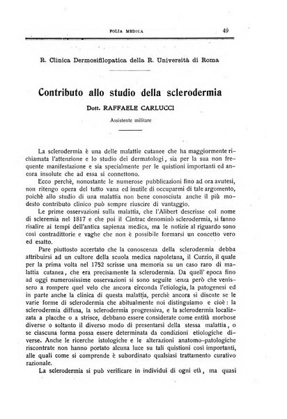 Folia medica periodico trimensile di patologia e clinica medica