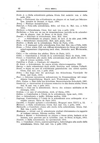 Folia medica periodico trimensile di patologia e clinica medica