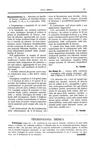 Folia medica periodico trimensile di patologia e clinica medica